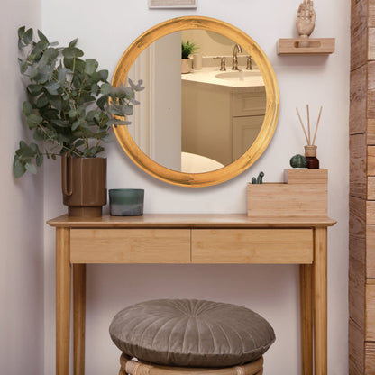 JIYUERLTD 35cm Wall Mirror Wood Retro Round Mirror Decorative HD Mirror for Bathroom Entryways Living Rooms and Powder Room,Bedroom - JIYUERLTDJIYUERLTD 35cm Wall Mirror Wood Retro Round Mirror Decorative HD Mirror for Bathroom Entryways Living Rooms and Powder Room,Bedroom