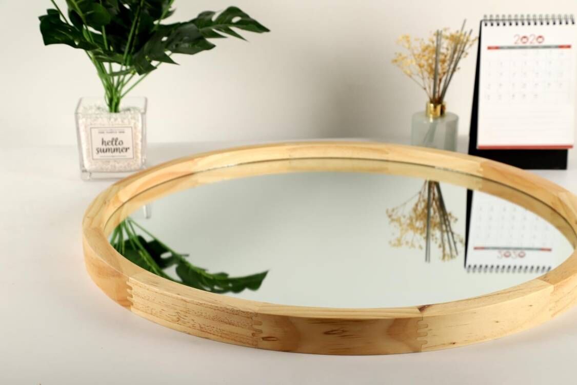 JIYUERLTD Round Mirrors 24inch Wall Mirrors Decorative Wood Frame Morden Mirrors for Bathroom Entryways Living Rooms and More. - JIYUERLTDJIYUERLTD Round Mirrors 24inch Wall Mirrors Decorative Wood Frame Morden Mirrors for Bathroom Entryways Living Rooms and More.