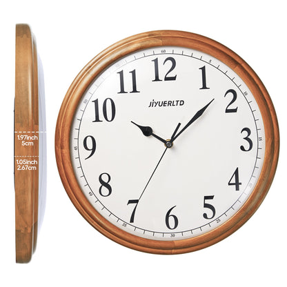 JIYUERLTD Rustic Vintage Wooden Clock - 14" Large Wall Clock, Silent Non-Ticking Decorative Clock for Home, Kitchen, and Living Room - JIYUERLTDJIYUERLTD Rustic Vintage Wooden Clock - 14" Large Wall Clock, Silent Non-Ticking Decorative Clock for Home, Kitchen, and Living Room