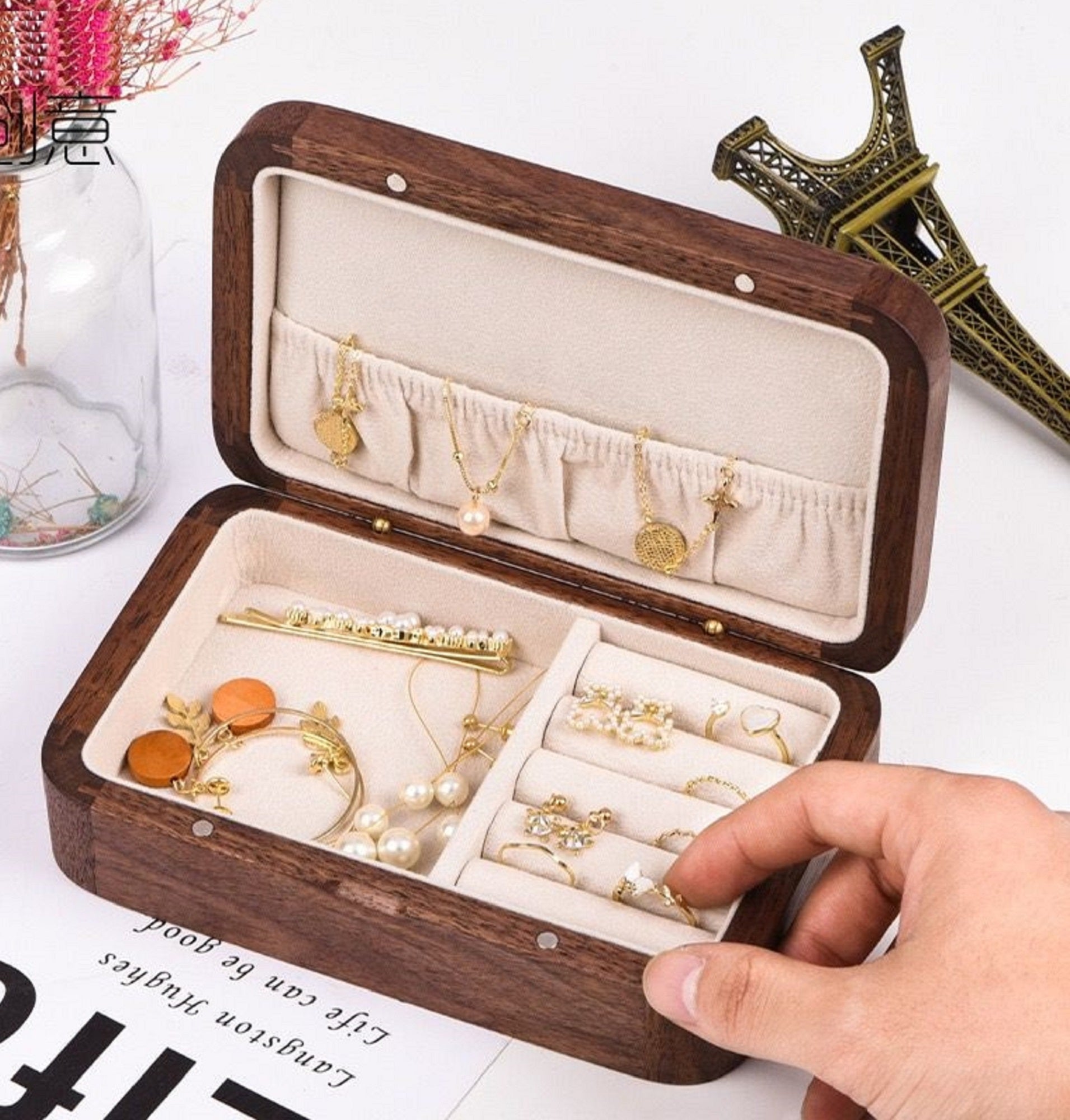 JIYUERLTD Wooden Jewelry Box, Storage boxes,Elegant Organizer for Your rings and earrings to necklaces and bracelets,watch ect. - JIYUERLTDJIYUERLTD Wooden Jewelry Box, Storage boxes,Elegant Organizer for Your rings and earrings to necklaces and bracelets,watch ect.