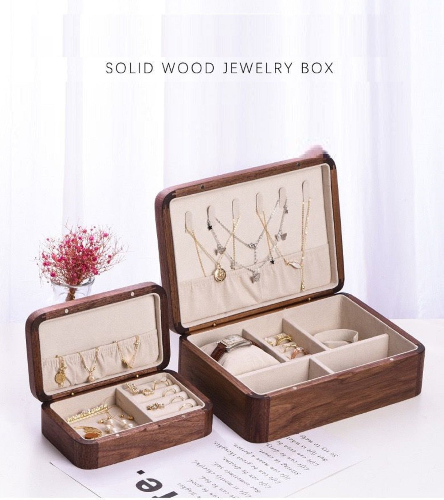 JIYUERLTD Wooden Jewelry Box, Storage boxes,Elegant Organizer for Your rings and earrings to necklaces and bracelets,watch ect. - JIYUERLTDJIYUERLTD Wooden Jewelry Box, Storage boxes,Elegant Organizer for Your rings and earrings to necklaces and bracelets,watch ect.